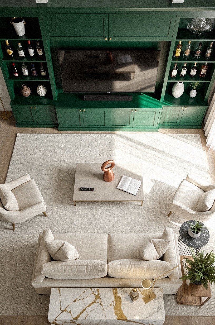 Frame the TV with liquor cubbies