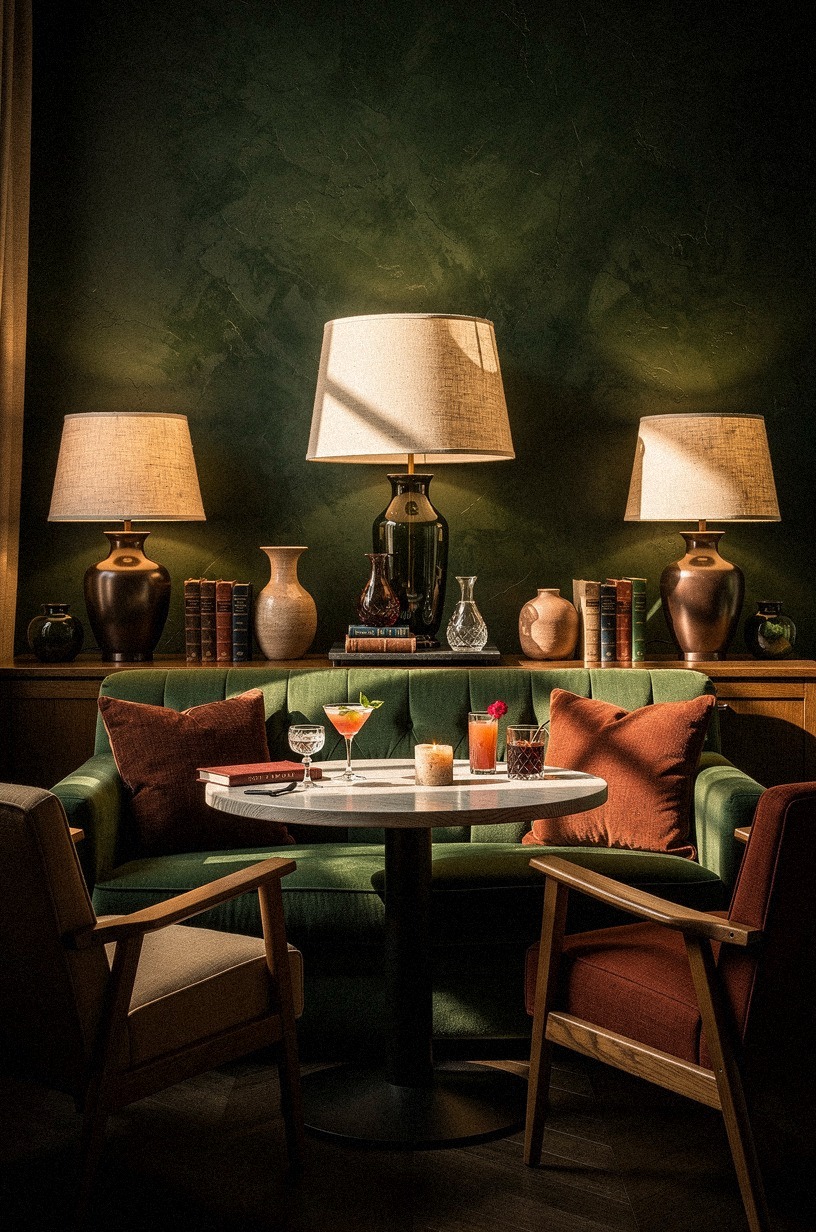 Glow the room with shaded table lamps