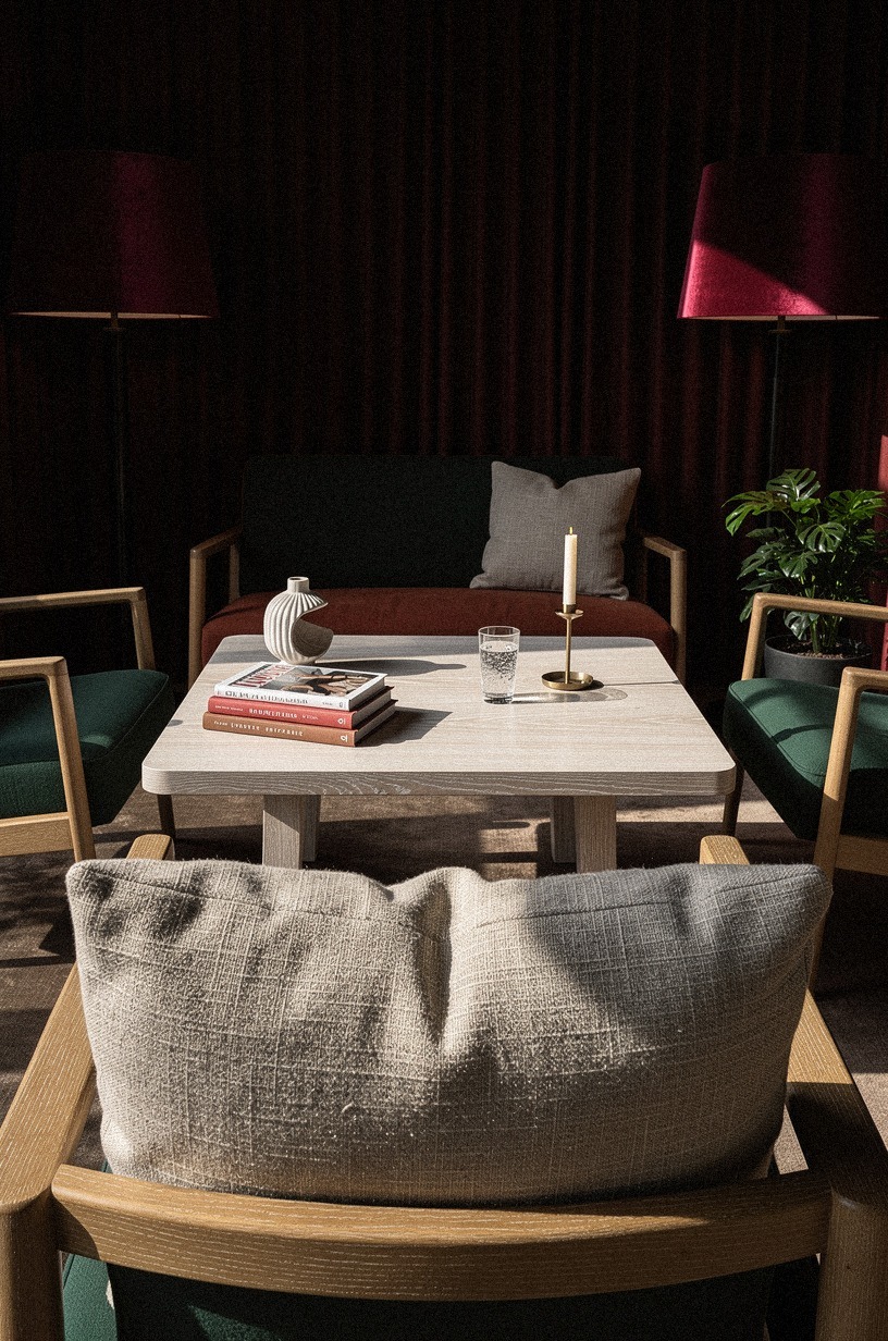 Tint lampshades in oxblood silk