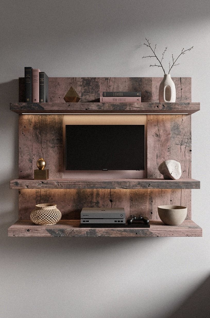 Add LED strips under the floating shelves