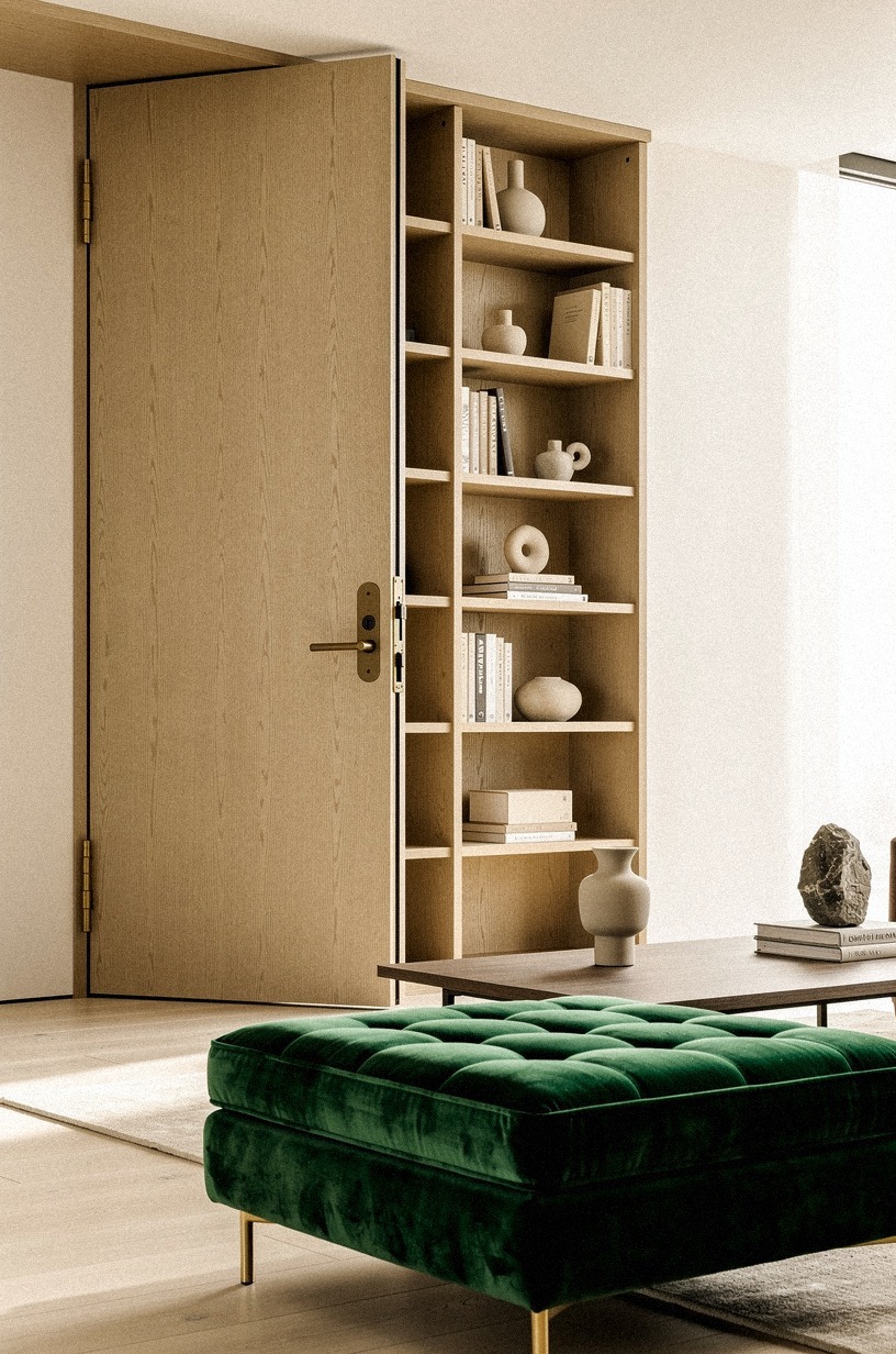 Anchor a pivoting bookcase door with a heavy-duty hinge