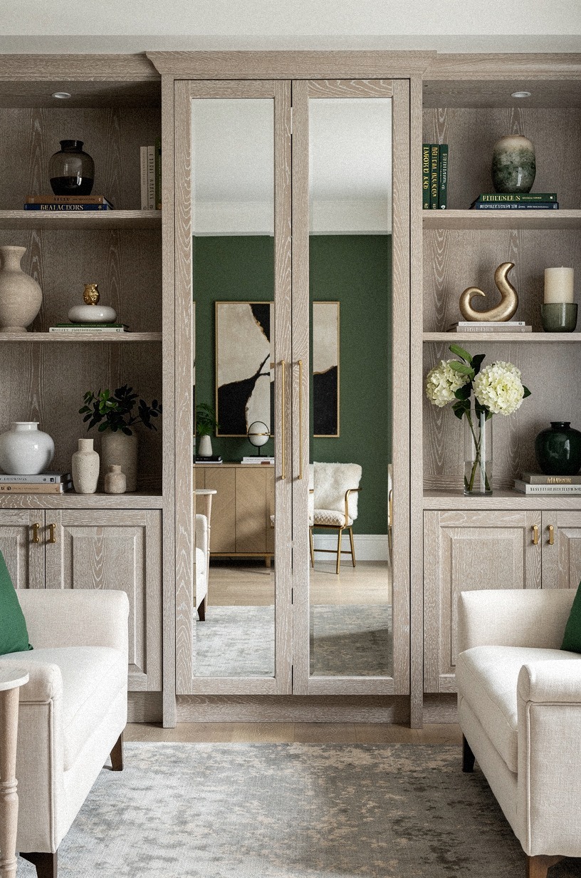 Run the mirror cabinet floor to ceiling