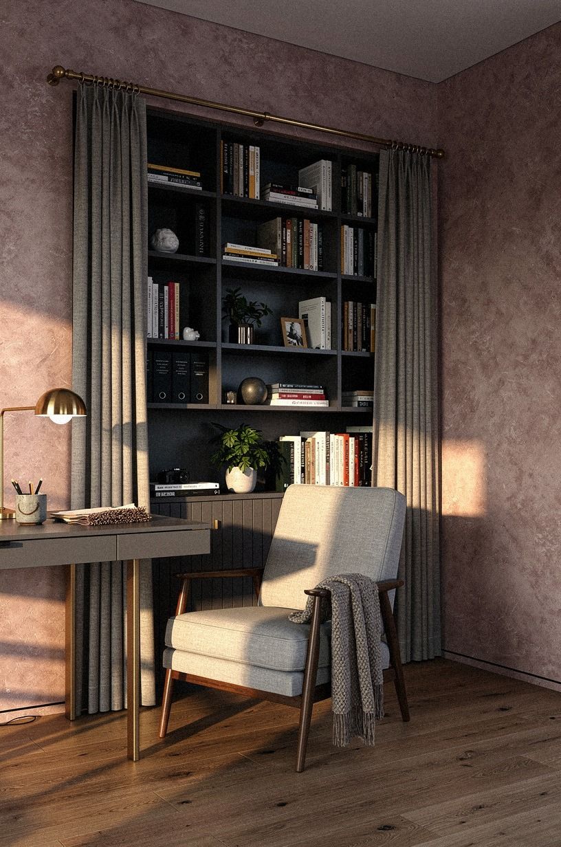 Add a curtain track behind the file wall