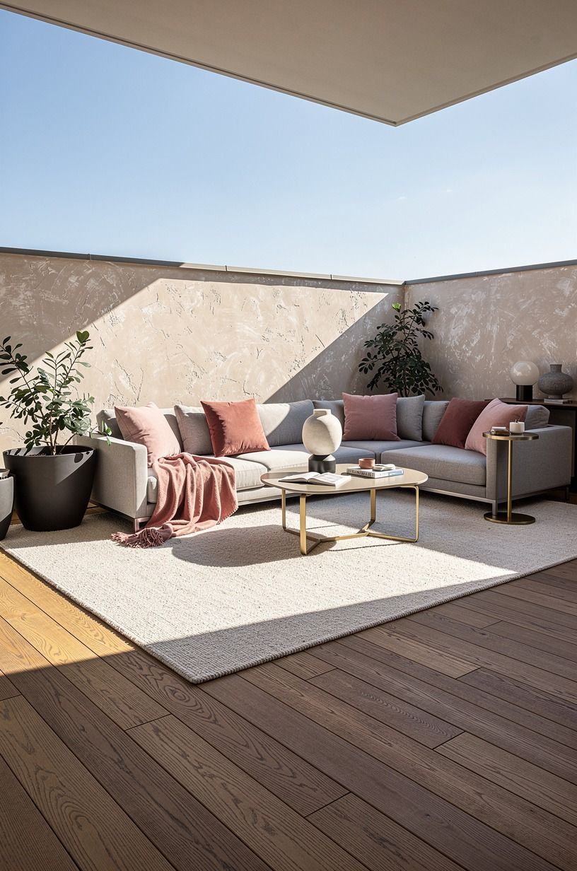 Zone the lounge with an outdoor wool rug