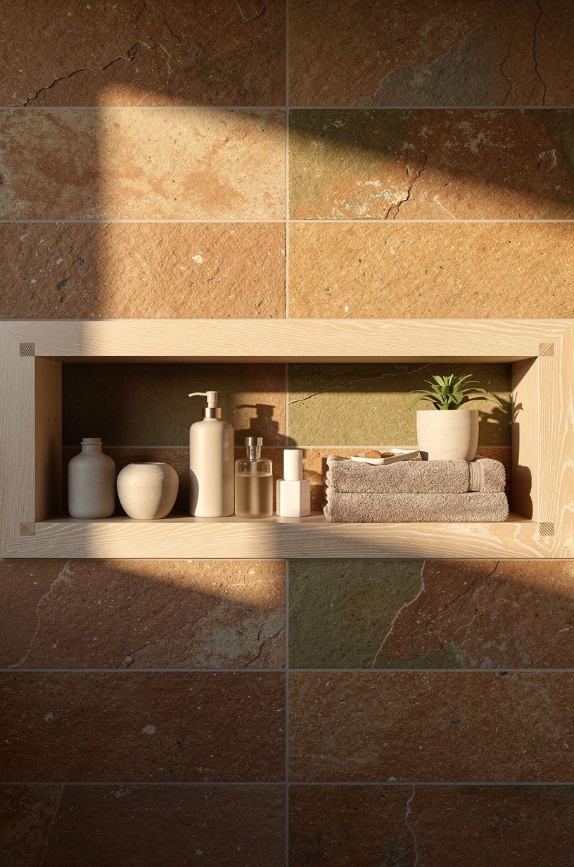 Run a full-width ledge across the back wall