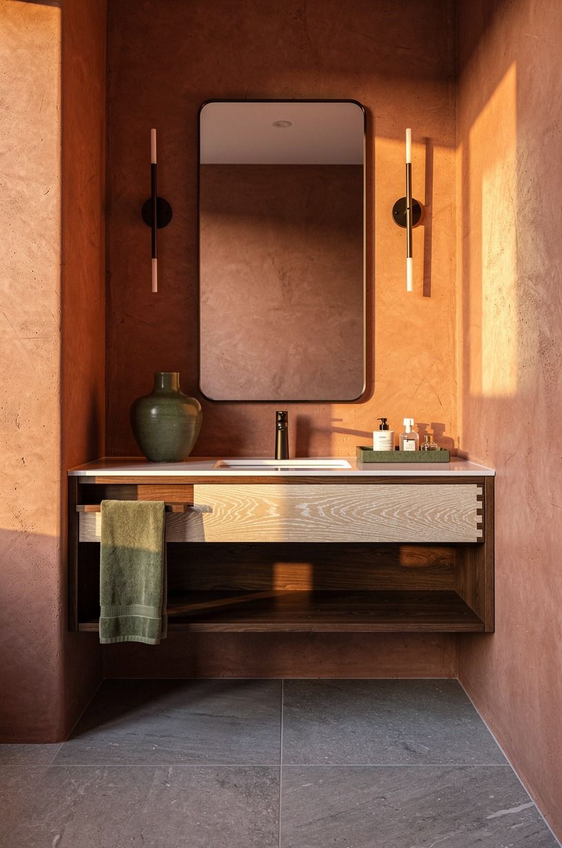 I chose a walnut floating vanity first