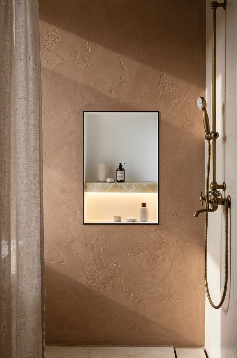 Frame the shower niche with black pencil trim