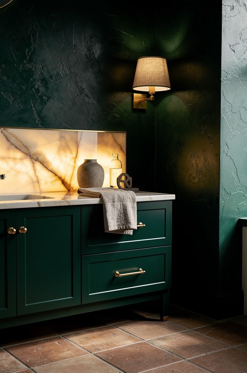 Paint the vanity forest green first