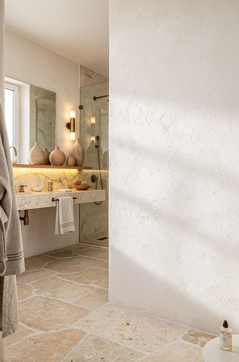 Choose limestone tile with softly irregular edges