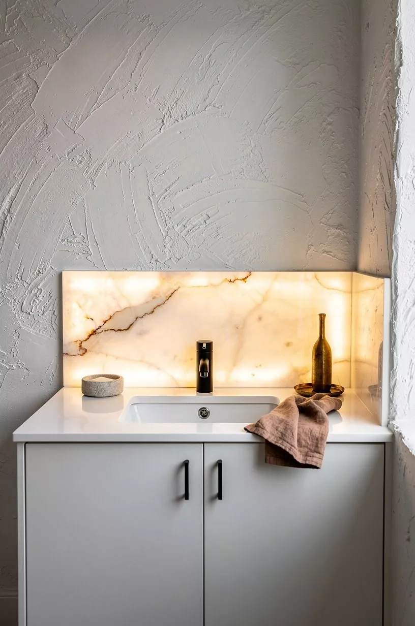 Anchor the vanity with matte black hardware