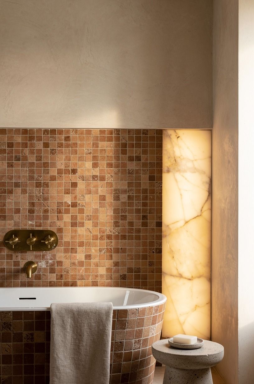 I chose zellige for the bathtub wall