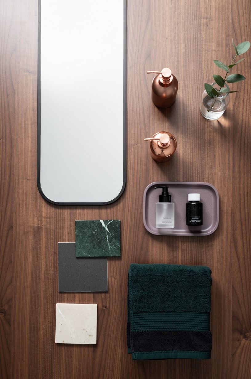 Frame the mirror with matte black metal