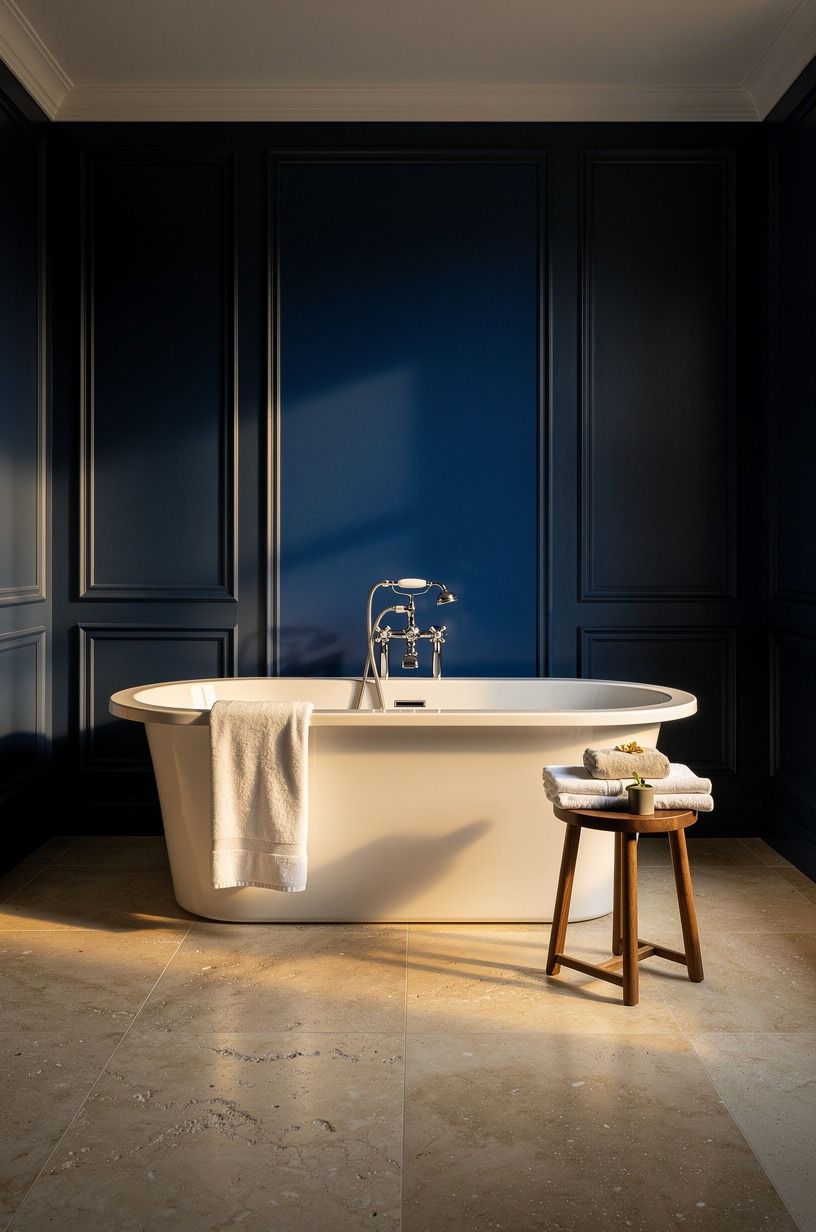 Wrap the tub wall in sapphire paneling
