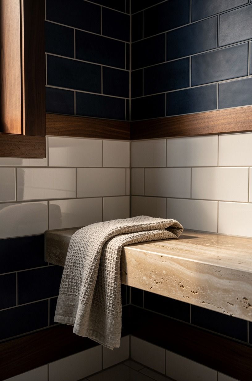 Carve a corner ledge into stacked tile