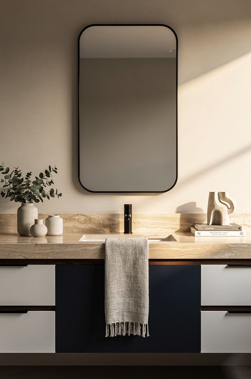 Frame the mirror in slim black metal