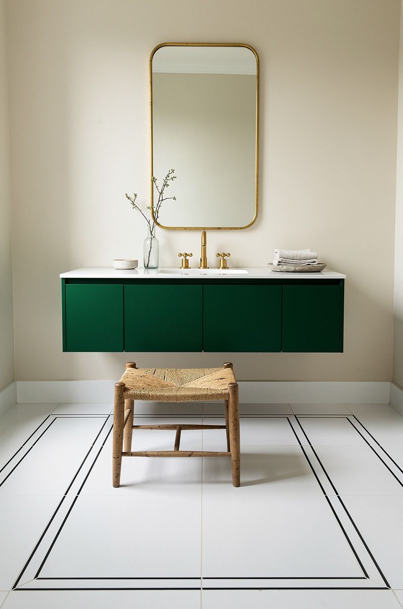 Border white floor tile with a black outline