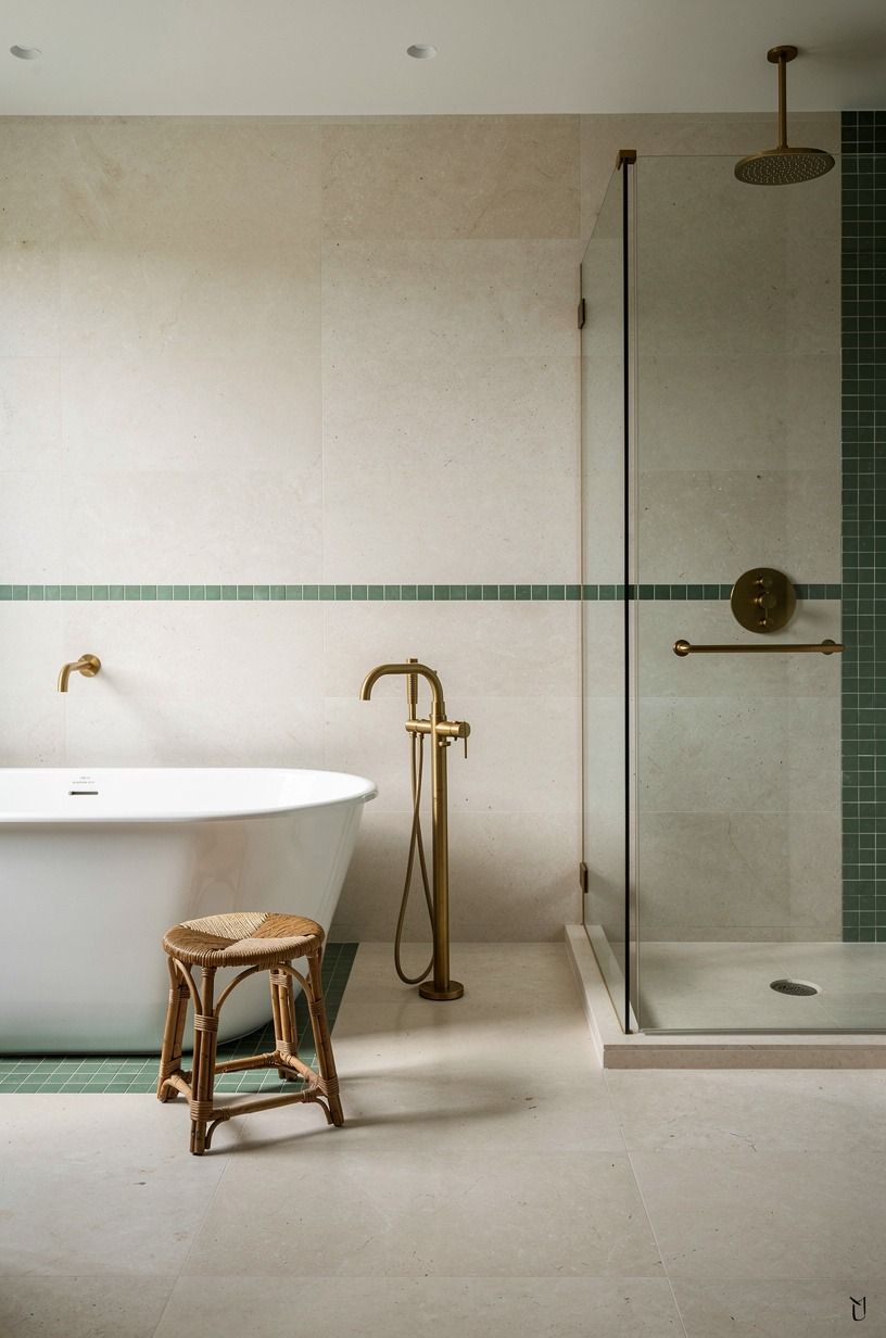 Set a floor-mounted filler between tub and shower
