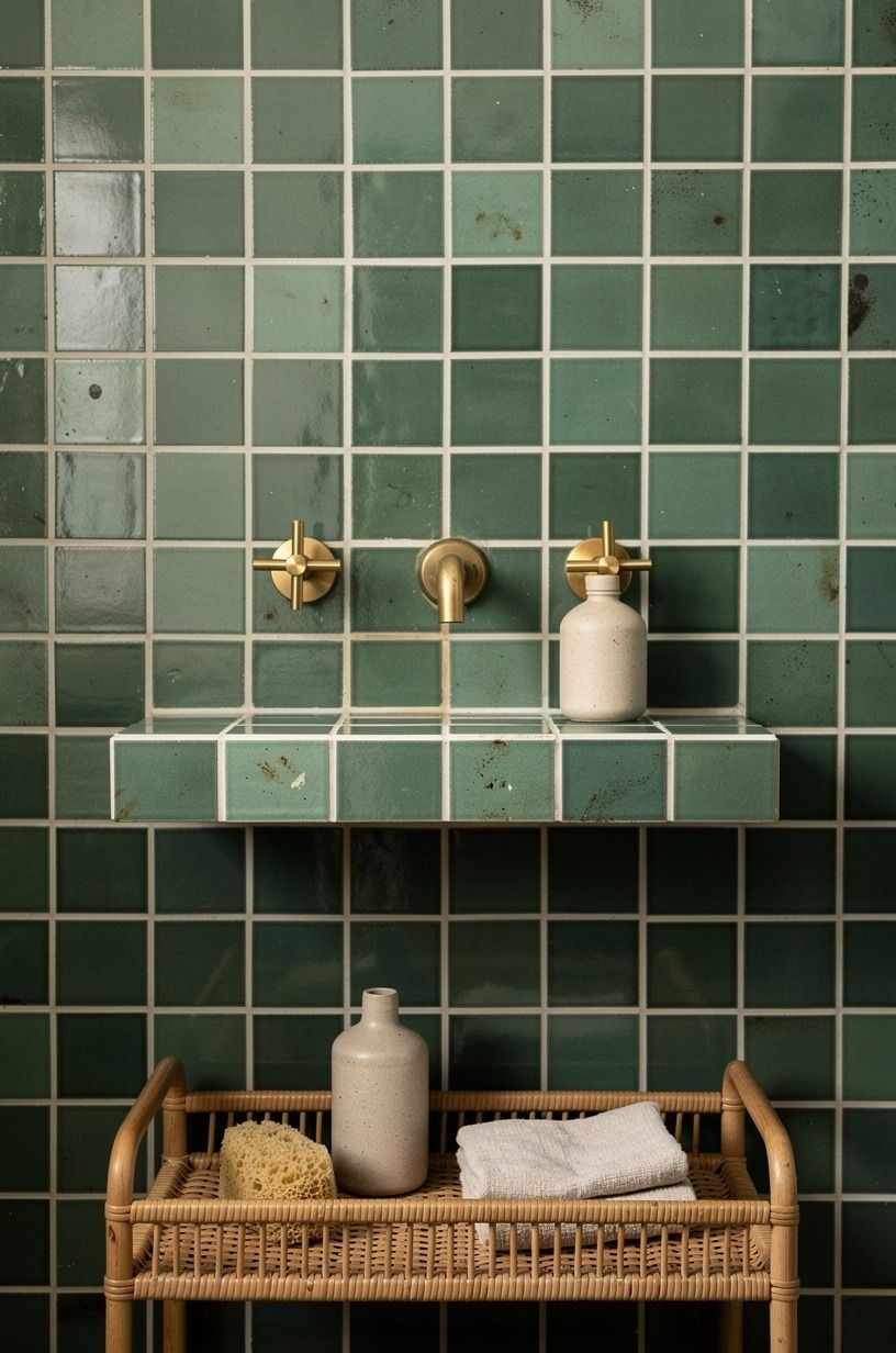 Frame the ledge with contrasting grout lines