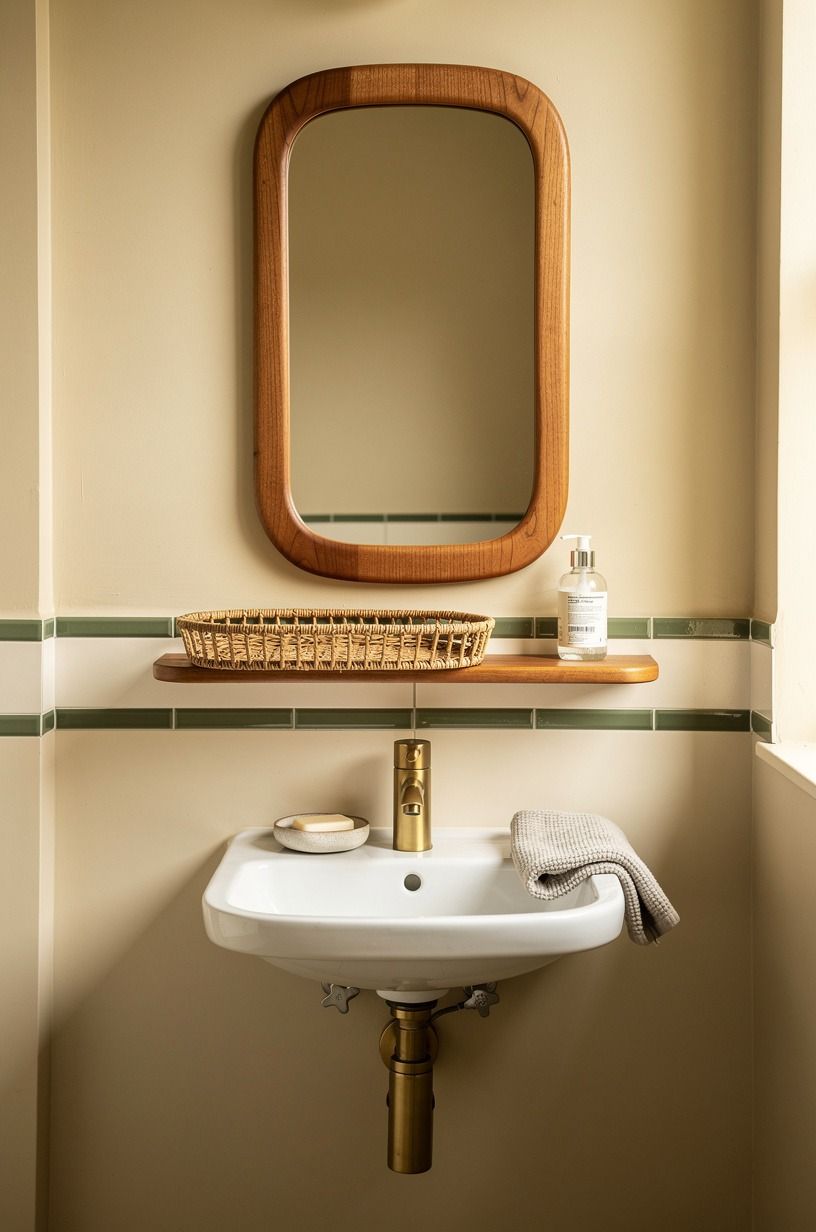 Why does a rounded teak mirror hold the whole wall together?