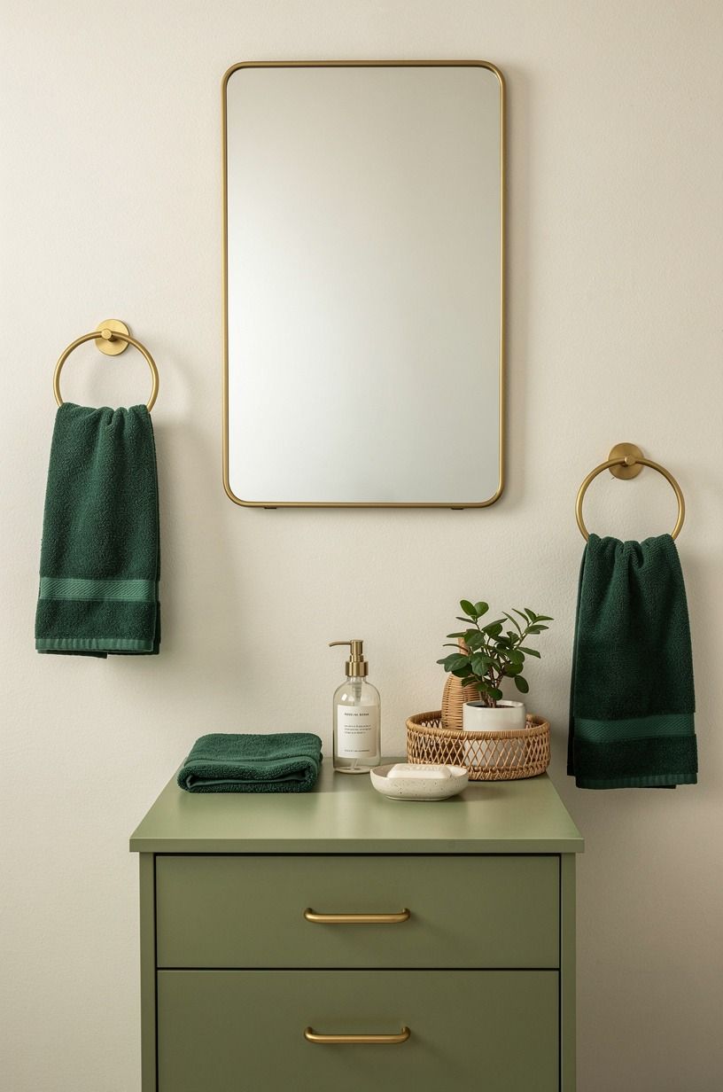 Paint the vanity a soft avocado green
