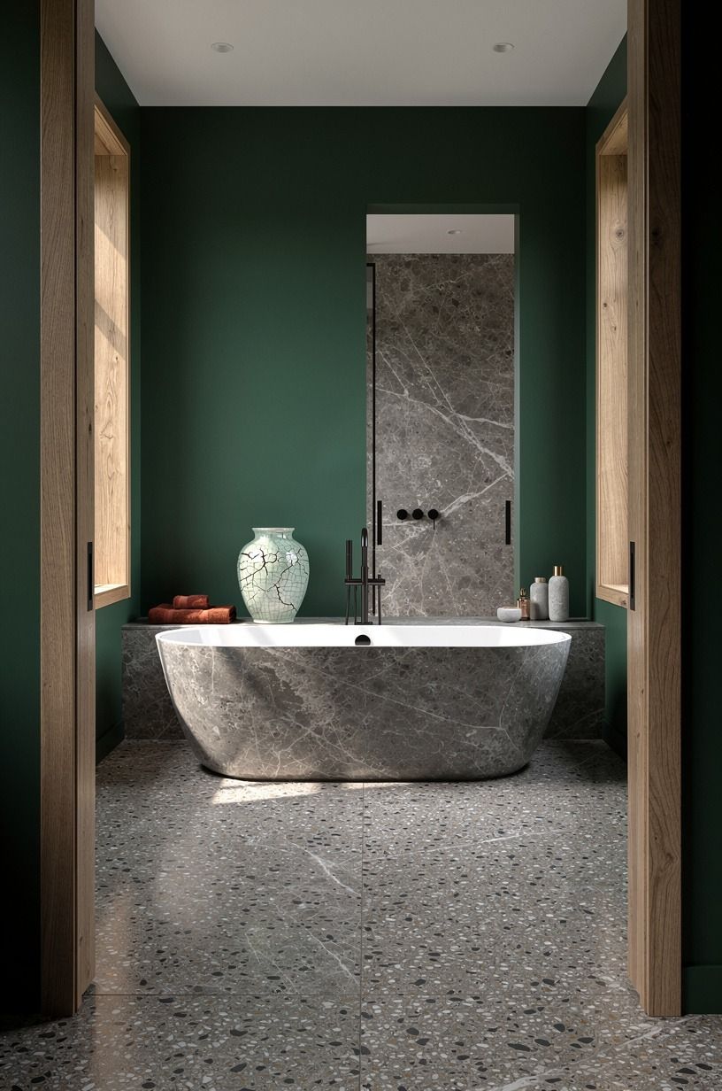 Wrap both zones in large marble slabs