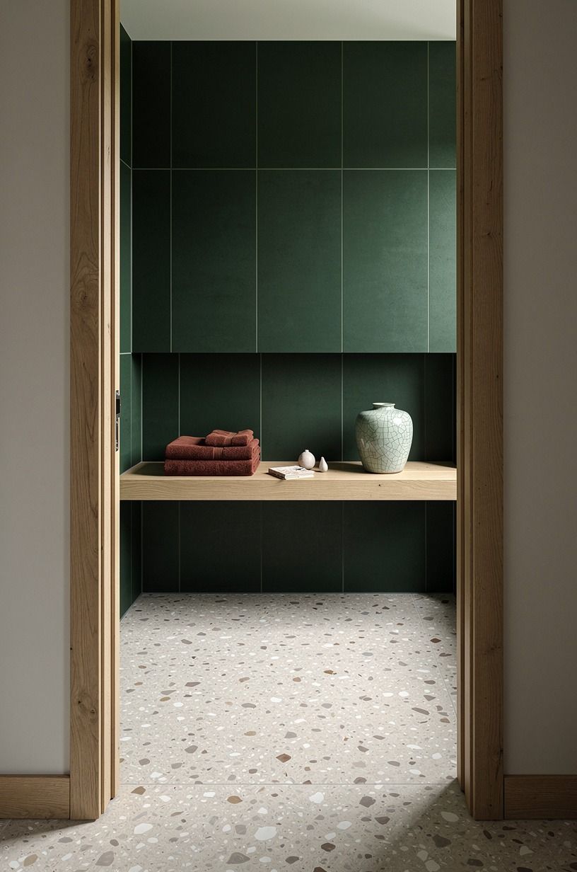 Extend the shower ledge into a drying niche