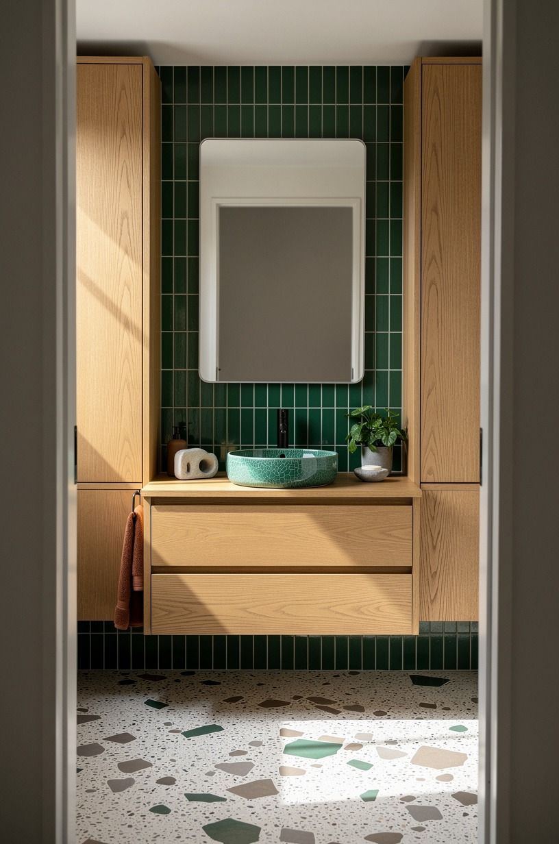 Use Benjamin Moore Chestertown Buff HC-9 to anchor the tile