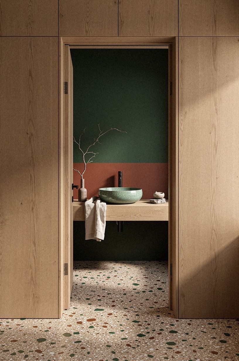 Frame the doorway with full height cabinetry