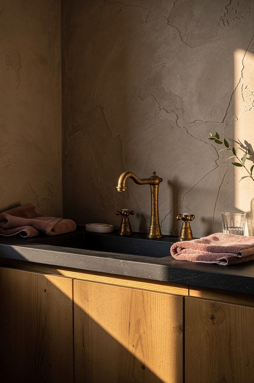 Choose brass faucets with aged patina