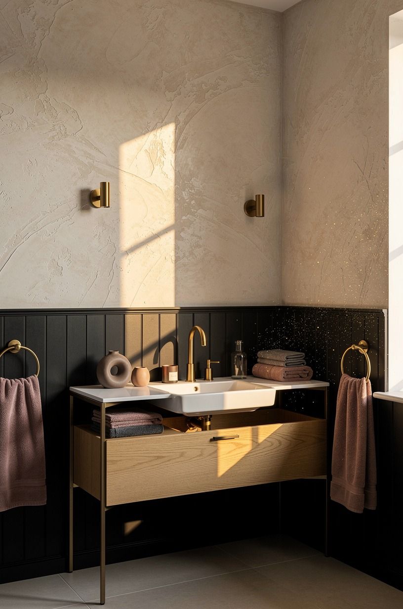 Run black wainscoting around the lower walls
