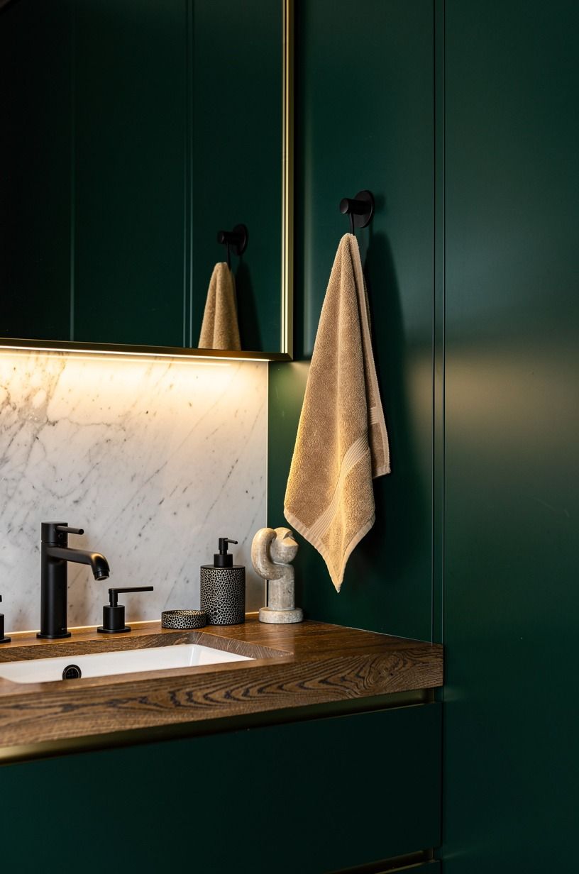 Use marble to brighten the sink wall