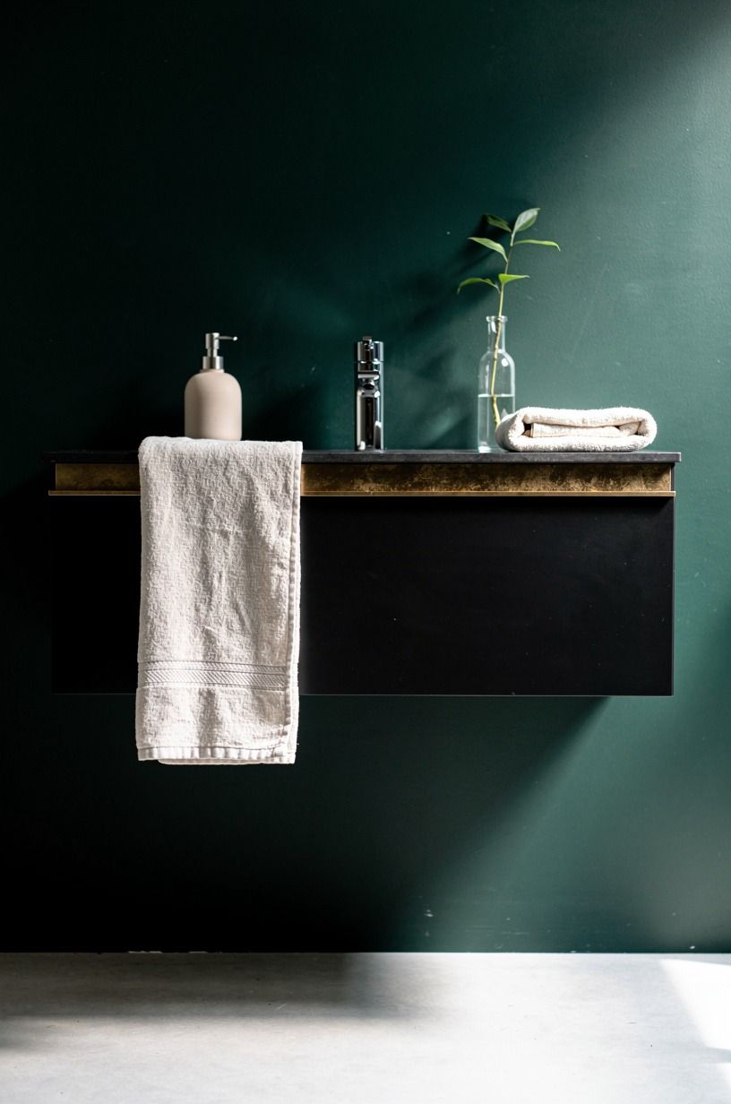 Mount a black floating vanity