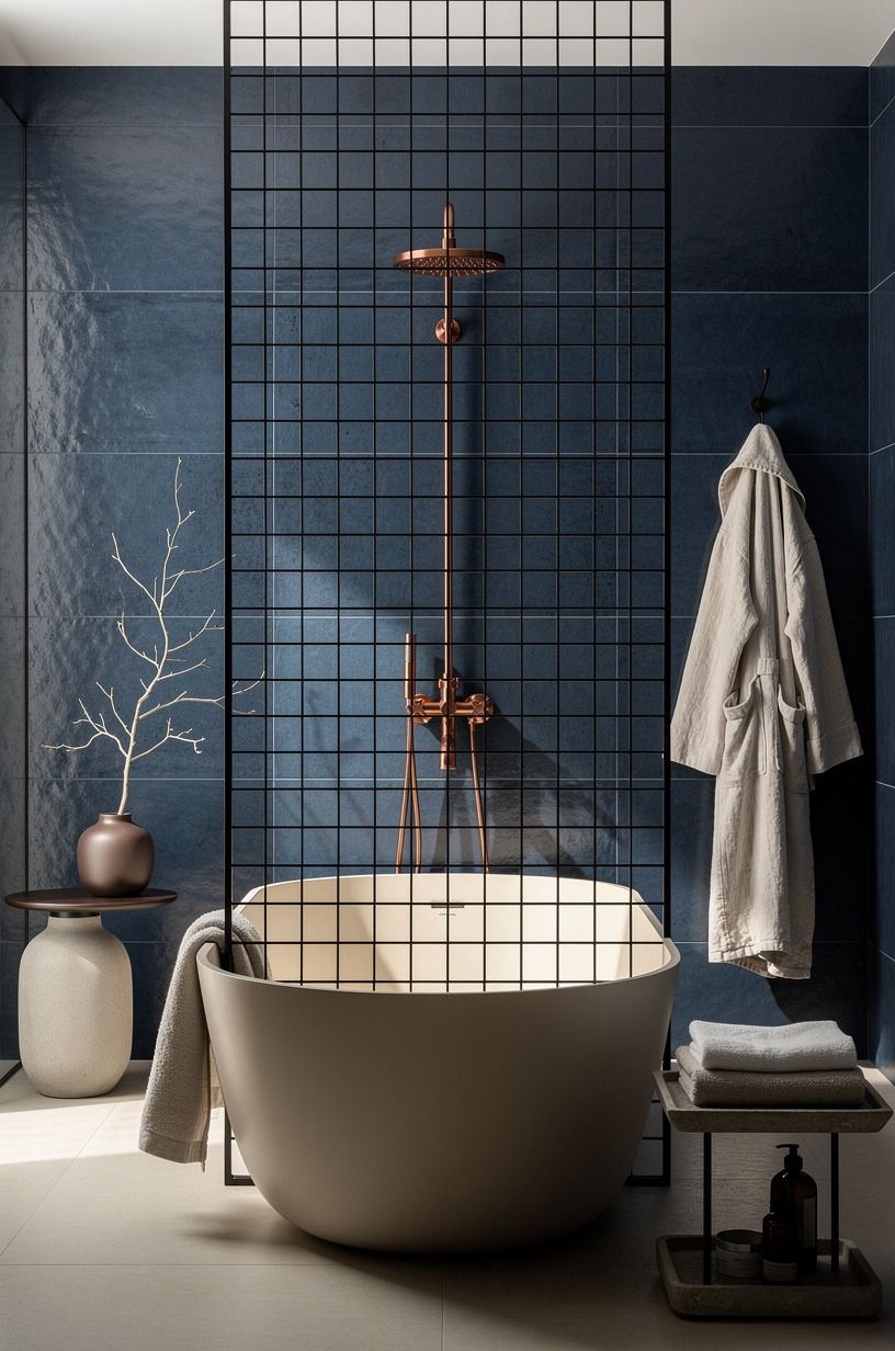 Anchor the combo with black grid glass