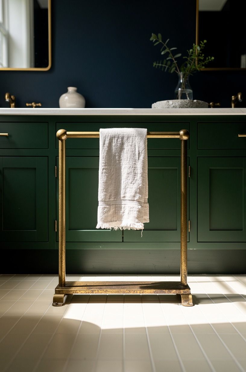 Hang a brass towel bar low