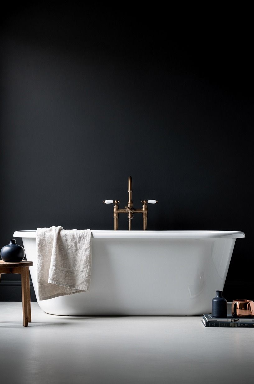Build contrast with a white freestanding tub