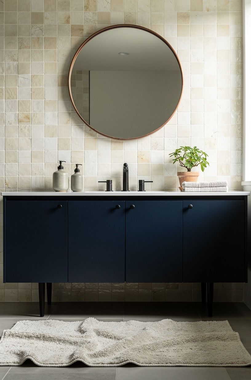 Mix cream zellige with matte black hardware (Cream over black for sharper contrast)
