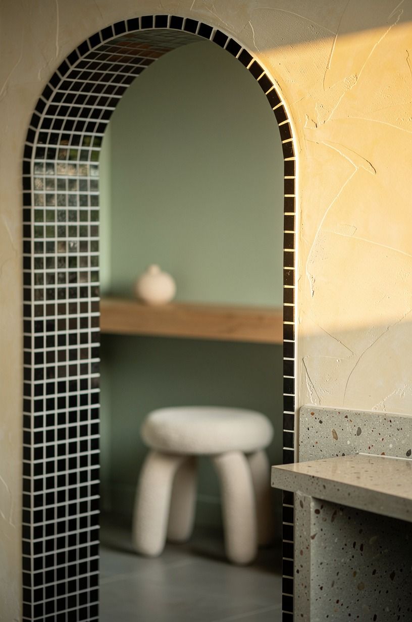 Build a tiled arch around the shower entry