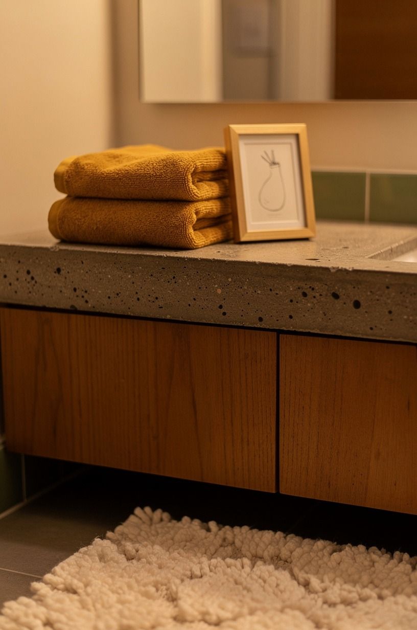Layer color with mustard towels and art