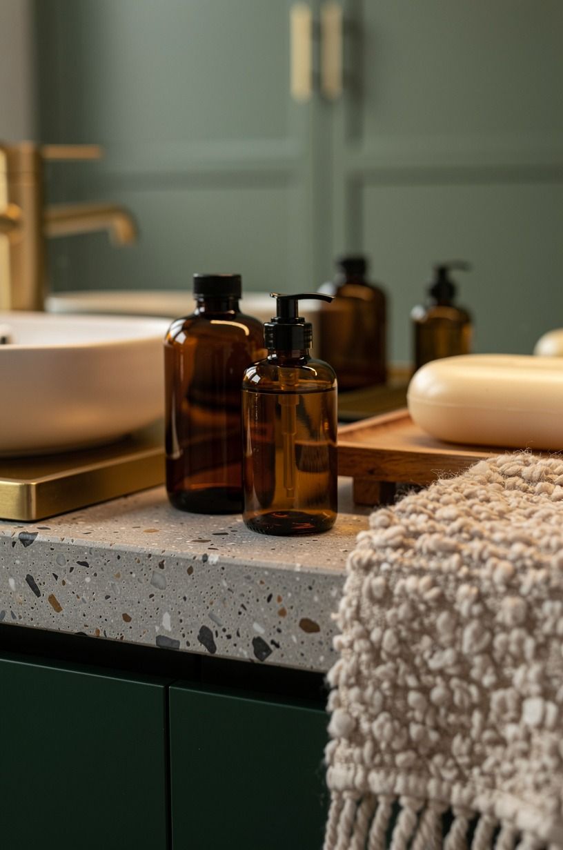 Style amber bottles on the vanity