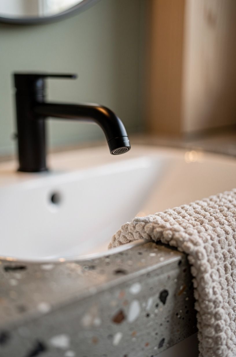 Add a black faucet to a white sink