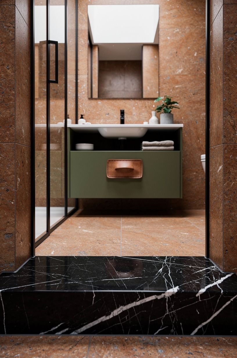 Frame the shower with thin black trim