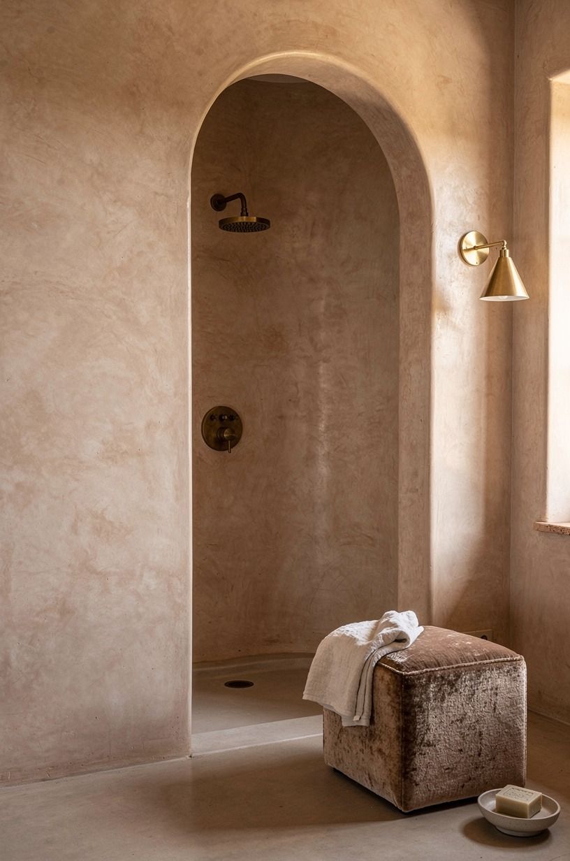 Install a curved stucco shower entry