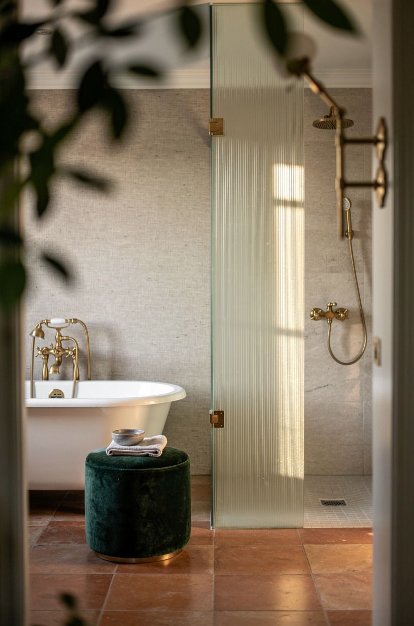 Divide the combo with a fluted glass panel