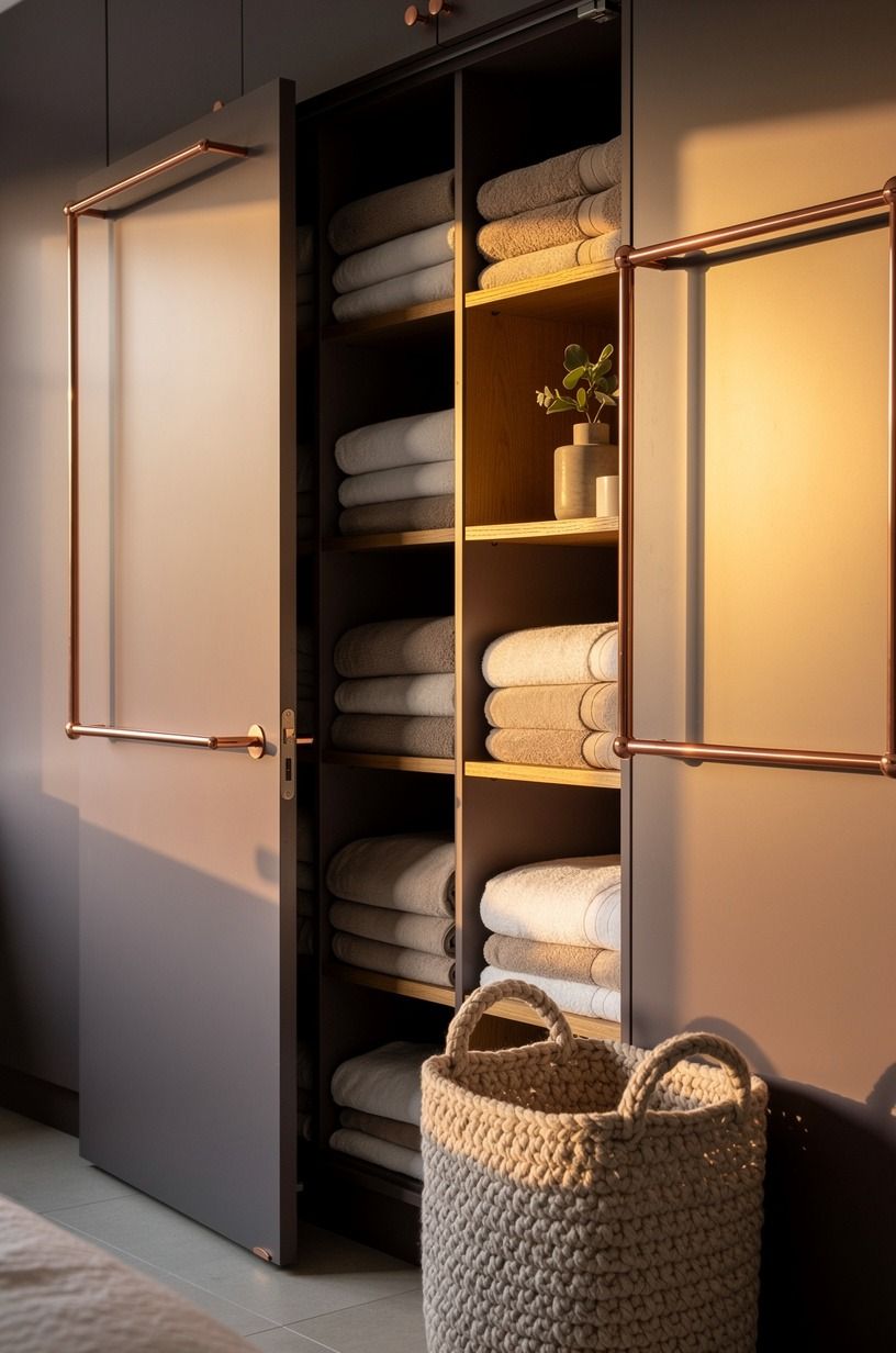 Line up the hinges with vertical grooves