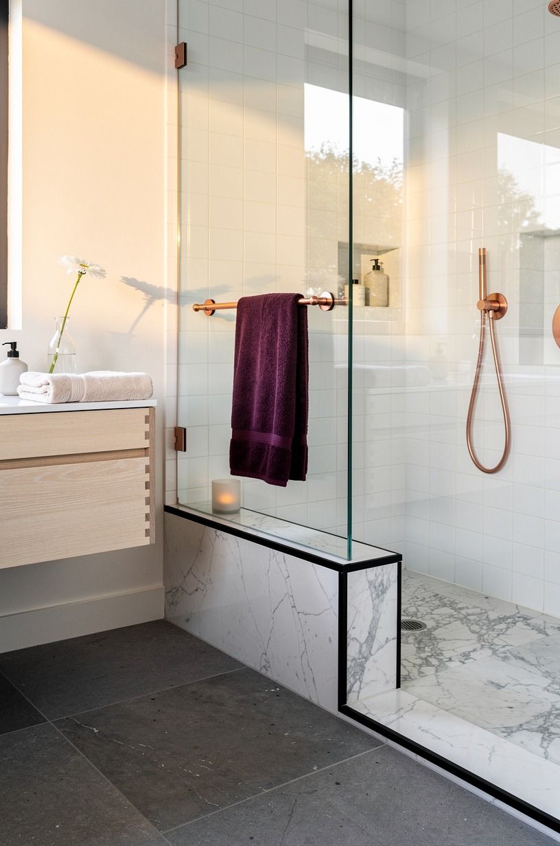 Turn the shower curb into a contrast line