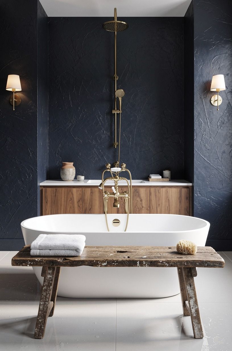 Use brass fixtures to unify the wet zone