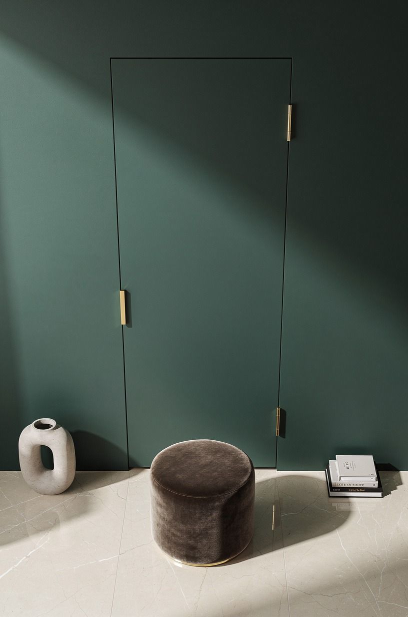 Set the door inside arched molding