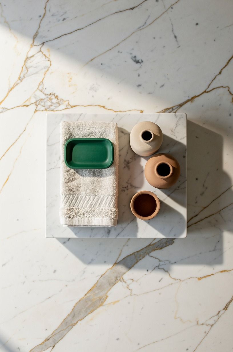 Style open shelves with clay and linen