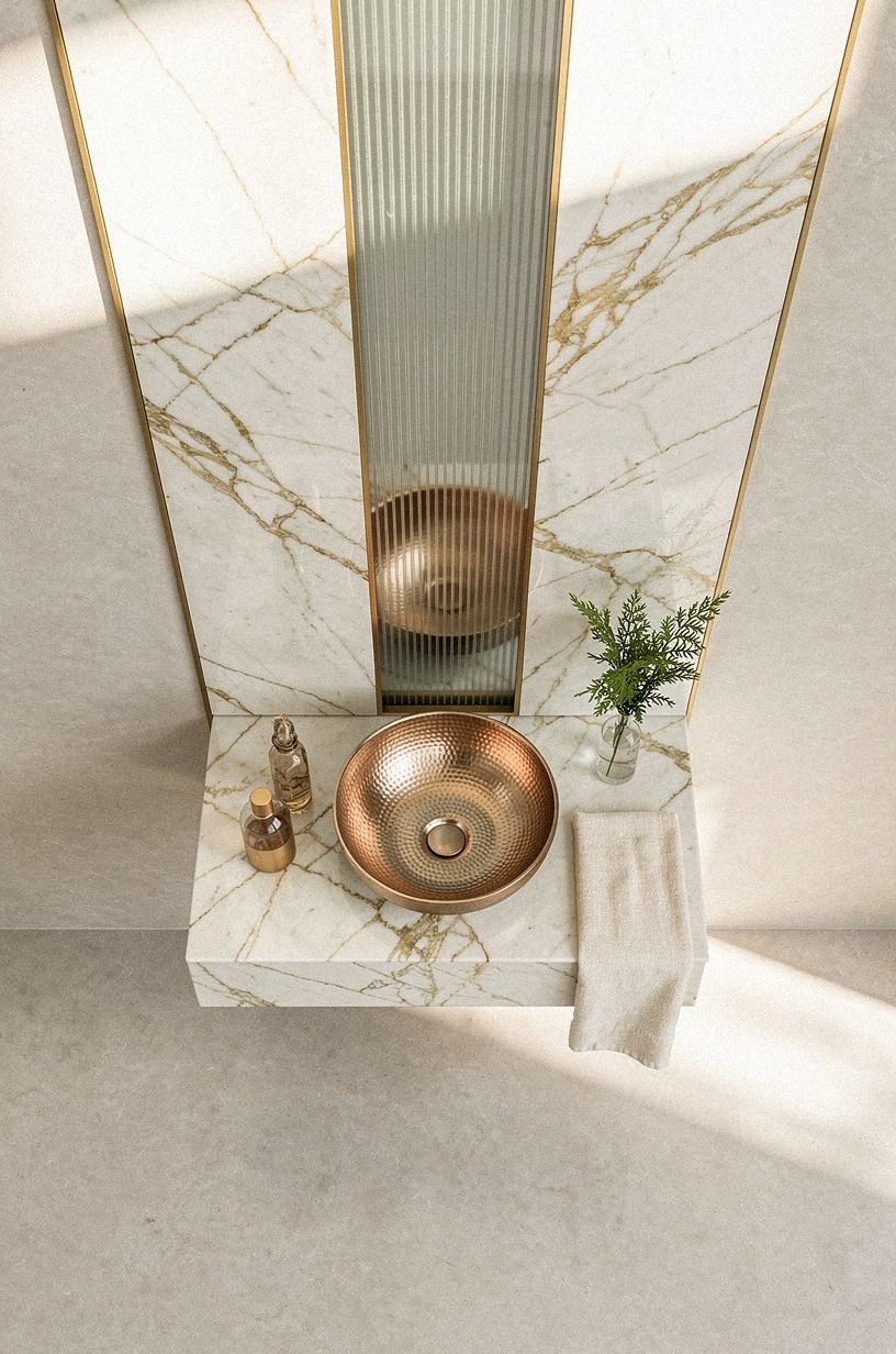 Use fluted glass to blur the reveal