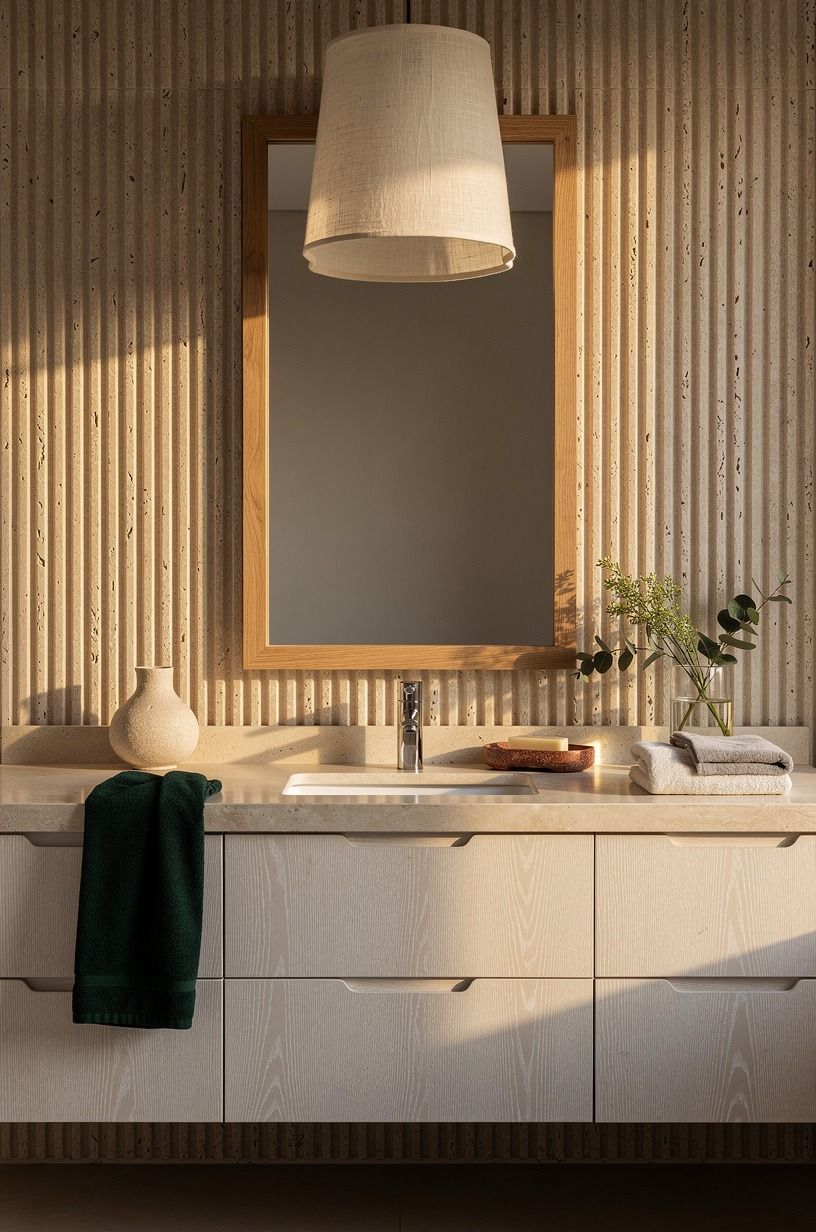 Choose a fluted travertine backsplash panel